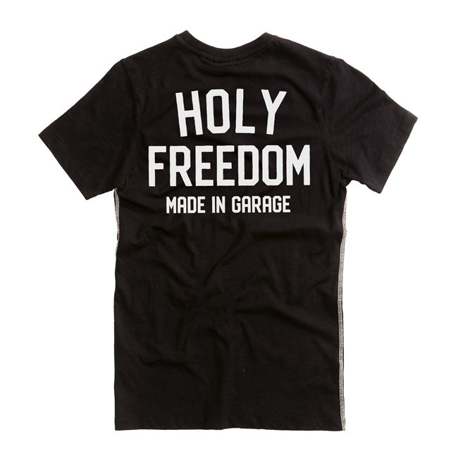 Holy Freedom Crew T Shirt Zwart Slanke Pasvorm Korte Mouwen Katoen Gerecycled 60 Procent En Polyester 40 Procent