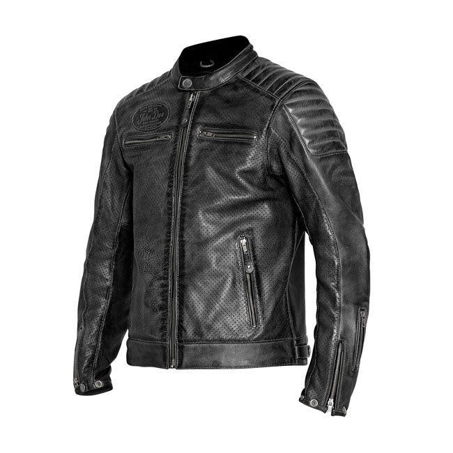 The John Doe Storm leather jacket totally lives up to its name; keeping you cool in every sense of the word. Perforated leather keeps air flow ideal when you're out on your motorbike during the hot summer months. The important thing is that this AAA-certified leather jacket protects you in every situation and has protector pockets in the shoulders; elbows and back. The classic box fit comes with preformed sleeves increasing your riding comfort. Design features include padded shoulders and elbows and a poppe