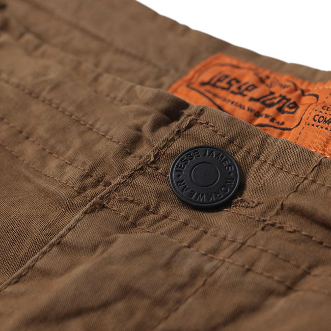 West Coast Choppers CFL Cargo Broek Khaki Bruin Met Verstelbare Tailleband En YKK Rits