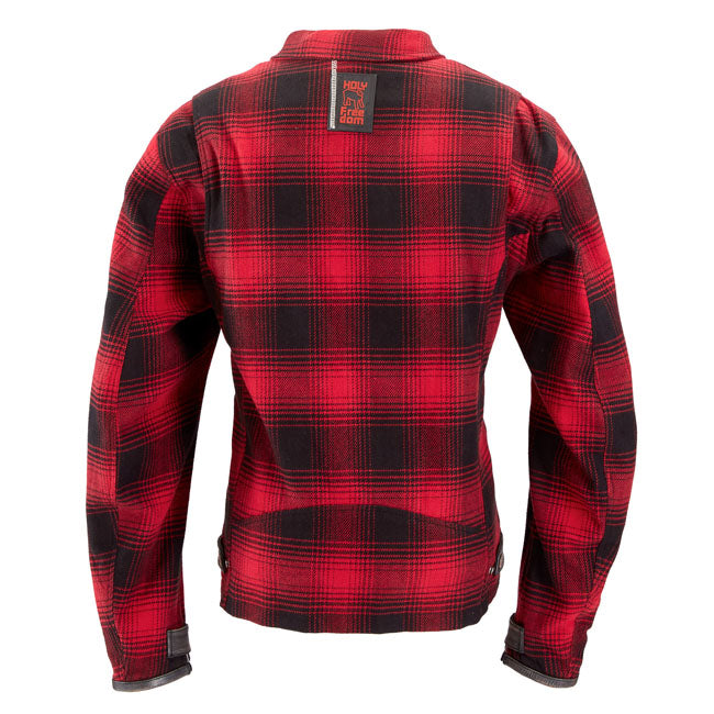 The Holy Freedom Definitive Jacket blends vintage appeal with modern moto function. Made from brushed cotton flannel with leather trim; it's CE-certified and designed for life on two wheels. Stretch gussets at the shoulders offer riding comfort; while the black polyester lining adds a smooth; durable interior. With a secure double front closure; YKK metal zippers; and six total pockets; it''s as practical as it is stylish. Pockets for optional protectors let you customize your level of protection. Finished 