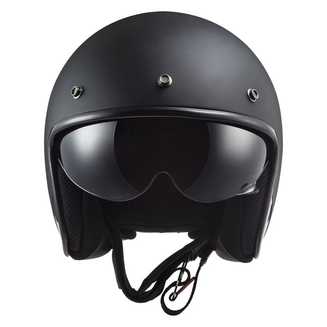 LS2 Bob II Solid Helm Matte Zwart Met Zonneklep Peak En Dubbele D Sluiting ECE 22.06 Goedgekeurd