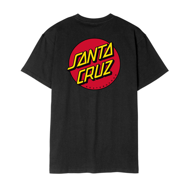 Santa Cruz Dot Chest T Shirt Zwart Met Kleine Voorzijde Classic Dot Logo En Grote Ruglogo