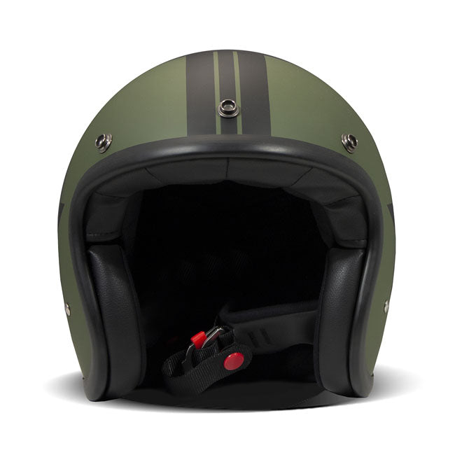 Embrace the fusion of classic style and modern functionality with the DMD Retro helmet; a nod to the iconic 70''s design. This helmet isn''t just a protective gear but a statement piece; crafted for those who dare to stand out. With its ECE 22.06 approved fiberglass shell available in three sizes; it offers a snug fit. The helmet is bluetooth ready; features integrated snaps for visors; and boasts a luxurious; washable lining with Velcro for a custom fit. Secured with a padded chin strap and a reliable Doub