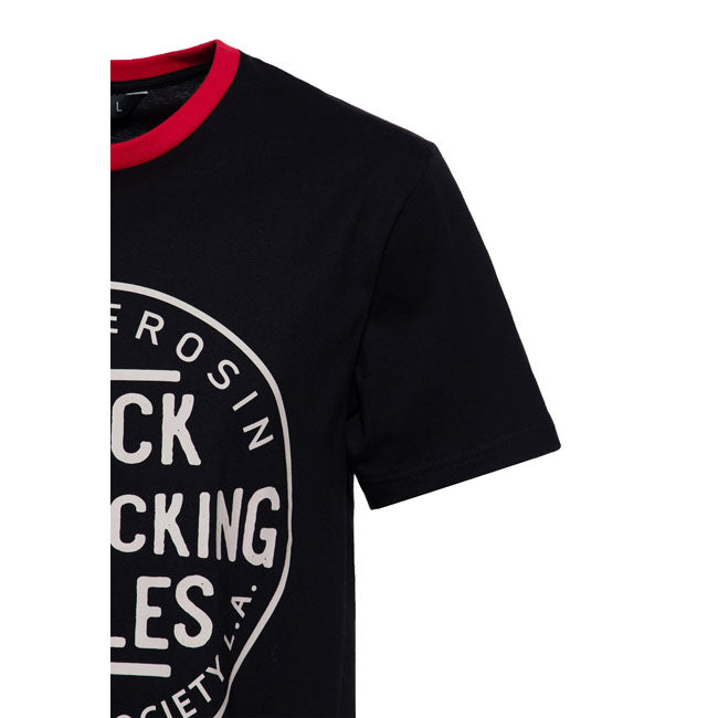 King Kerosin Fuck The Rules T Shirt Zwart 100 Procent Katoen Cirkelprint Regular Fit