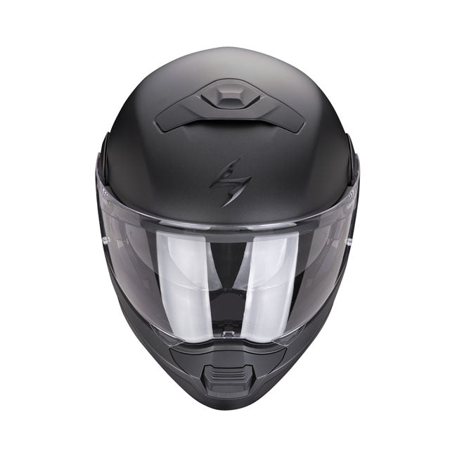 The Scorpion EXO-930 Evo motorcycle helmet is a versatile modular helmet thanks to a unique; fully removable chin bar that allows you to transform the helmet from a modular to an open-face helmet. The shell is made of polycarbonate which provides good impact protection but is also lightweight. Thanks to the adjustable ventilation openings at the front and back; the Scorpion EXO-930 Evo motorcycle helmet also stays cool on warm days. The KwikWick II lining is soft; comfortable; and quickly wicks away moistur