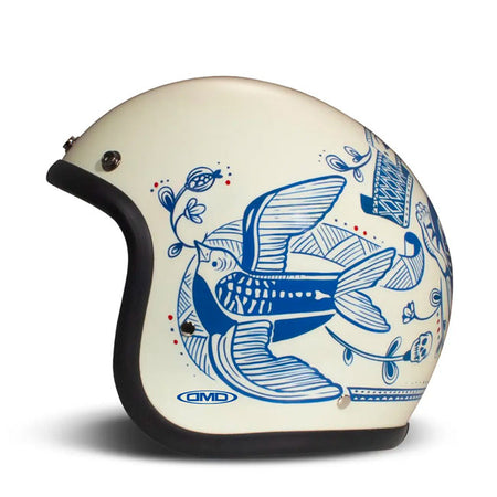 Embrace the fusion of classic style and modern functionality with the DMD Retro helmet; a nod to the iconic 70''s design. This helmet isn''t just a protective gear but a statement piece; crafted for those who dare to stand out. With its ECE 22.06 approved fiberglass shell available in three sizes; it offers a snug fit. The helmet is bluetooth ready; features integrated snaps for visors; and boasts a luxurious; washable lining with Velcro for a custom fit. Secured with a padded chin strap and a reliable Doub