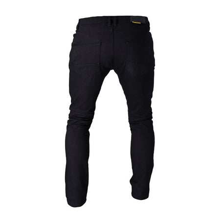 Go full throttle with the Roeg Chaser jeans. The Chaser CE approved 5-pocket jeans are a single layer jeans which combines AA protection with maximum comfort. The custom RQ outer fabric; unique for this ROEG product; provides the wearer an incomparable experience. The removable RQ protectors on hips and height-adjustable knees provides extra safety due to maximum shock absorption. Designed to move easily with you; these regular straight fit jeans provide ultimate wearing comfort thanks to four-way stretchab