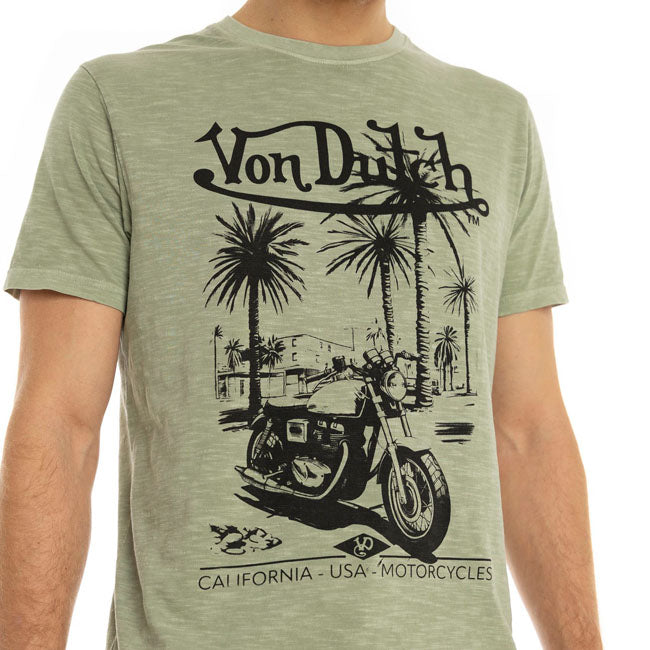 Von Dutch Socal T Shirt Olijfgroen Unisex 100 Procent Katoen Streetwear Americana Motorkultuur