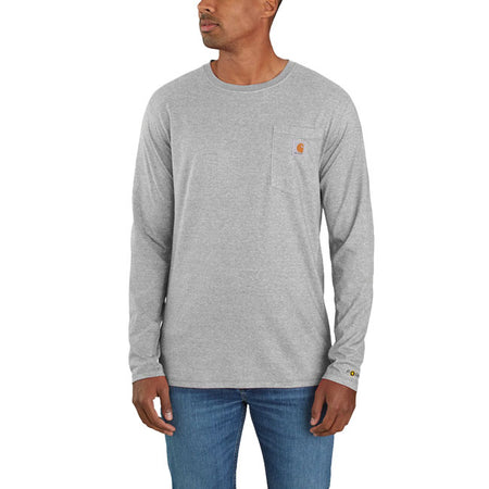 The hotter it is outside; the harder it is to stay focused. This Carhartt ForceT long sleeve is super-lightweight and airy; so you feel your best when the mercury rises. Made for the most demanding jobs; it also dries fast; and features plenty of stretch. Reflective taping helps add visibility on days you''re out before the sun. Relaxed Fit Carhartt ForceT - FastDryT Technology is engineered to fight sweat and dry fast; so you stay cool and comfortable 24/7 Long Raglan Sleeve Rib knit crew neck Left ch