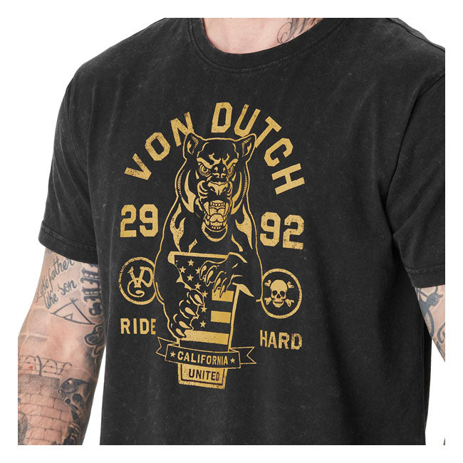 Von Dutch Hard Antraciet T Shirt Unisex Katoen Elastaan Mengsel Donkergrijs Streetwear
