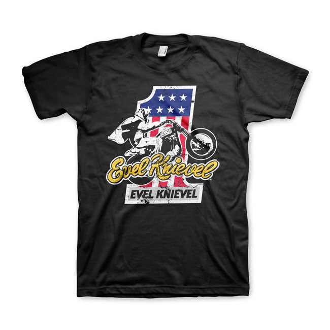 Evel Knievel! Who doesn''t know him or heard about him. This is man is a legend! He was best known for his long-distance motorcycle jumps: his 50-meter jump over Caesar''s Fountain in Las Vegas on December 31; 1967; made him famous; though his fall caused a month-long coma. But now you can wear T-shirts; sweatshirts and hoodies with a print of the great legend. Made of 100% cotton and with a normal fit. Or choose one of the trucker caps and of course you can have your morning coffee wit Evel Knievel if you 
