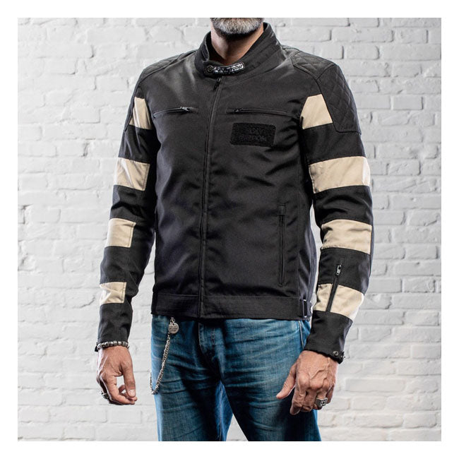 Holy Freedom Prison jacket is a CE approved jacket with striped sleeves for a sensational and decisive aesthetic impact. Features water repellent; adjustable cuffs; motorcycle closure with internal bellows; zip plus snap button; universal pockets for protections; 4 zipped front pockets; 1 zipped internal pocket plus 2 internal Velcro pocket. Enjoy total freedom on your next adventure with this Holy Freedom Prison jacket.
