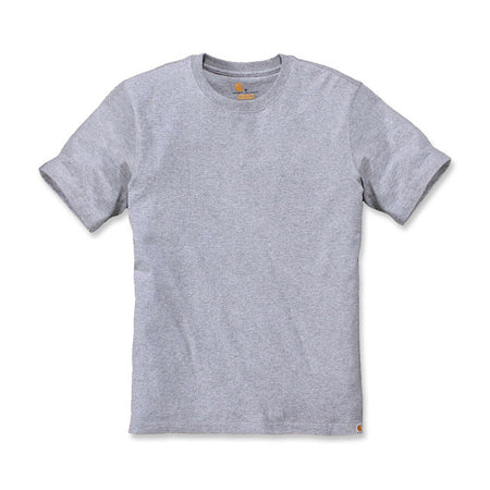 This Carhartt Solid t-shirt is made with heavyweight cotton blend built to handle tough days on the job. The relaxed fit gives you plenty of room to move. Relaxed Fit Rib knit crew neck Flat two needle cover stitch hem Carhartt label sewn on hem Woven 6.75 oz/ydý - 229 gsm Heavyweight jersey