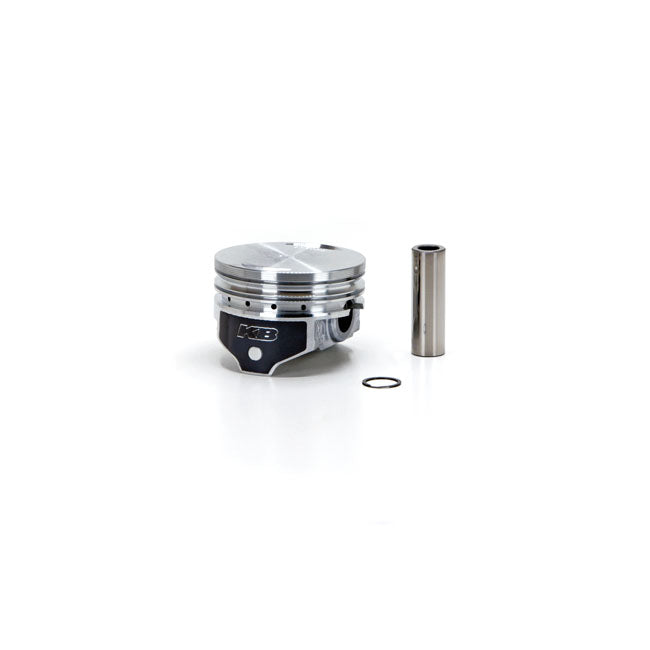 Standard replacement piston set for stock applications. Stock 9.0:1 compression ratio.  Piston weight 341gr. Piston pin weight 97gr.  Head type: Flat top / Dome +1.5cc.  Compression height 1.210".  Bore 3.498" / Stroke 3.812".  Rod length 6.938" / Cyl. length 4.650".  Comes with T6 heat treated 390 Hypereutectic cast pistons with 16% silicone levels which enables running a very tight clearance for longevity and hardly any piston noise.   Note: Top compression ring will need additional clearance. See instruc