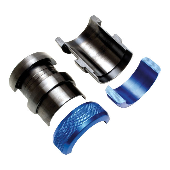 Fits 41mm fork tubes; Carbon steel with aluminum lock ring; Used to drive fork seals into lower fork leg without hassle; Easy 2-piece design