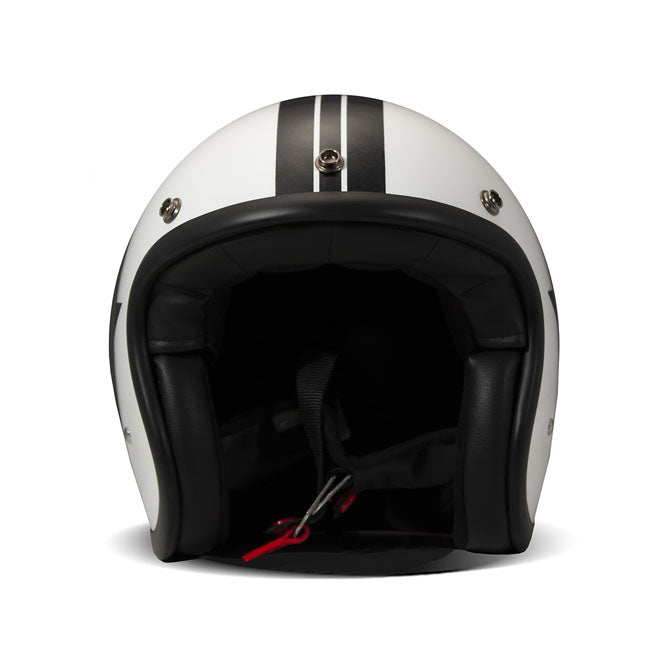 Embrace the fusion of classic style and modern functionality with the DMD Retro helmet; a nod to the iconic 70''s design. This helmet isn''t just a protective gear but a statement piece; crafted for those who dare to stand out. With its ECE 22.06 approved fiberglass shell available in three sizes; it offers a snug fit. The helmet is bluetooth ready; features integrated snaps for visors; and boasts a luxurious; washable lining with Velcro for a custom fit. Secured with a padded chin strap and a reliable Doub