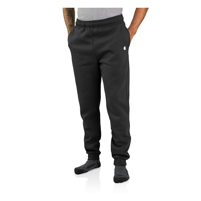 RELAXED FIT; TAPERED LEG ú 10.5 oz/ydý - 356 gsm ú 50% Cotton/50% Polyester ú Mid Weight Fleece ú Adjustable waistband with hidden drawcord ú Long Trousers ú Two front pockets with zipper closure ú Secure zippered back pocket on wearer''s right side ú Stretchable; elastane reinforced rib knit cuffs ú Carhartt signature logo printed on wearer''s left side ú Carhartt label sewn on pocket