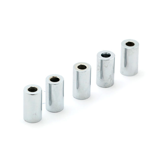 Chrome plated steel Inner diameter: 1/4" (6.35mm) Outside diameter: 9/16" (14.29mm) Height: 1-1/2" (38.1mm)