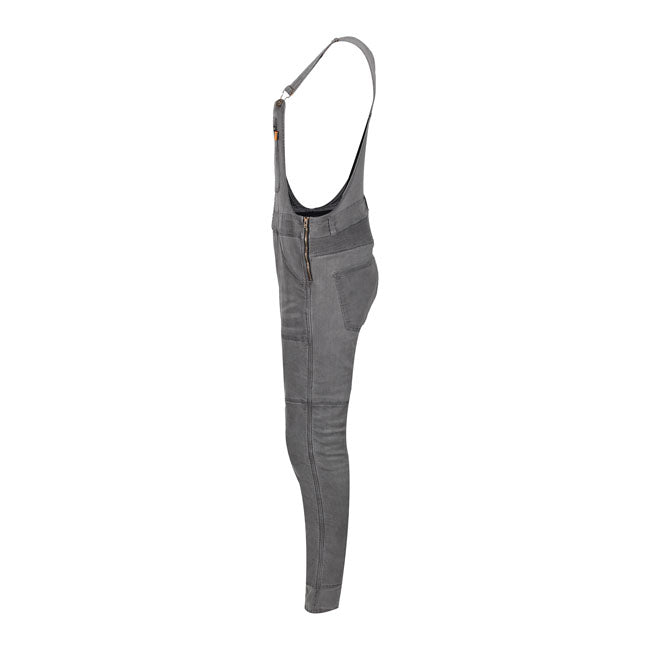 Motogirl Irene Grey Dungri Overall Katoen Elastaan Met Kevlar Aramid EN17092 AA Certificering Kniebescherming