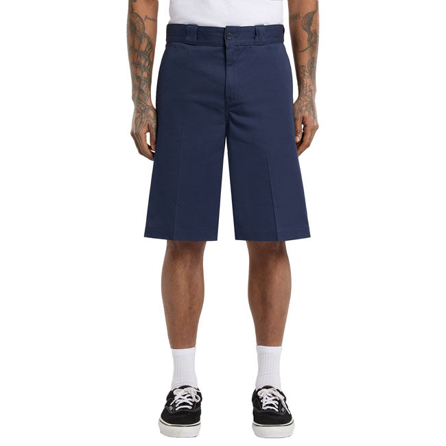 The Dickies 247 Shorts are a regular fit twill short with authentic Dickies detailing and fabrication. These 10 inch inseam shorts are made out of 8.3oz enzymewashed cotton twill. Featuring work pant features like inside waistband and belt loops; slanted front pockets; back welt pockets; back phone / tool welt pocket;front zip and button closure; and dyed-to-match woven label at the back. Available in a wide range of classic and seasonal fade resistant colors. A classic workwear short built to be durable an