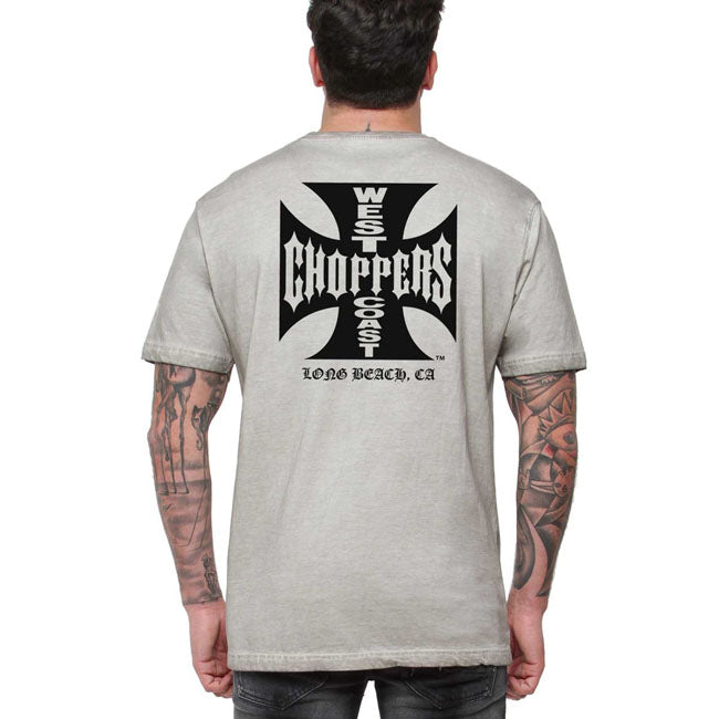 West Coast Choppers OG LBC Cross T Shirt Vintage Grey Wash 100 Procent Katoen Comfort Fit