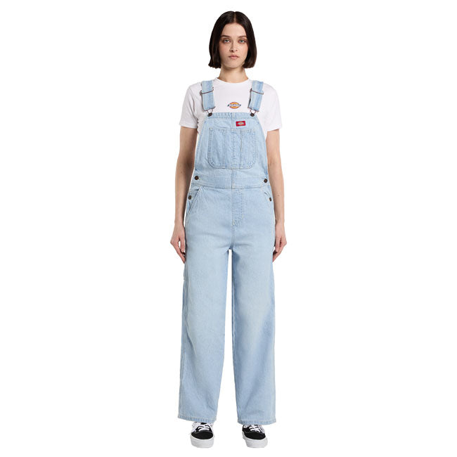 The Dickies Loose Denim Bib is a loose fit; straight leg denim bib. Made out of 14oz slub cotton denim; this bib features slanted front pockets; coin pocket;multi-tool chest pocket; zip fly; side button closure; patched back pockets; hammer loop; ruler and tool pocket; and woven Dickies labels on front above chest pocket and on back patch pocket. A work ready bib with movement and comfort built in. Available in several colors for men and female. Loose fit 100% cotton
