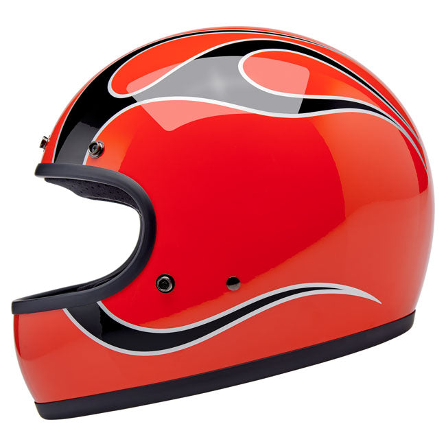 Biltwell Gringo Helm Comp Orange Flames Met Intercom Uitsparingen ECE R22.06 DOT